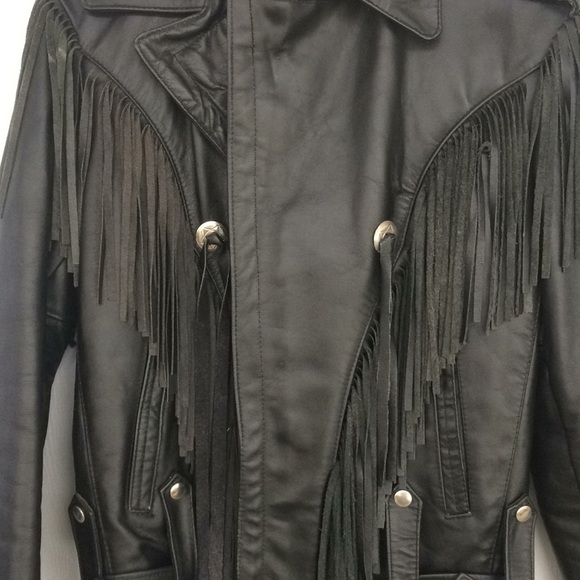 Park V Fringe Insulated Leather Jacket -Size 38 - Picture 2 of 4